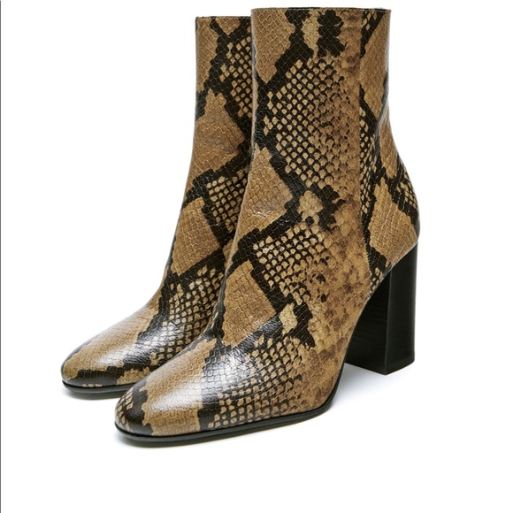 ZARA ANIMAL PRINT LEATHER BOOTS - Picture 3 of 15